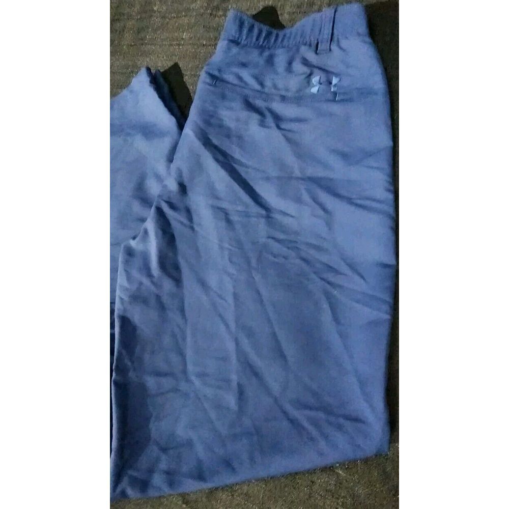Men's Under Armour Golf Pant Polyester Flat Front Solid Blue Navy Size 34 x 32 - Picture 2 of 7